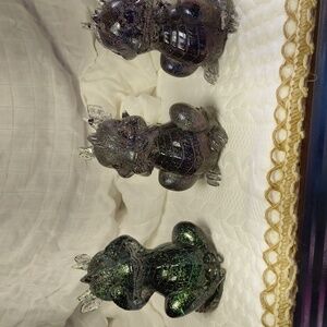 Handcrafted Glittery See No, Hear No, Speak No Evil Dragon Figurines Set